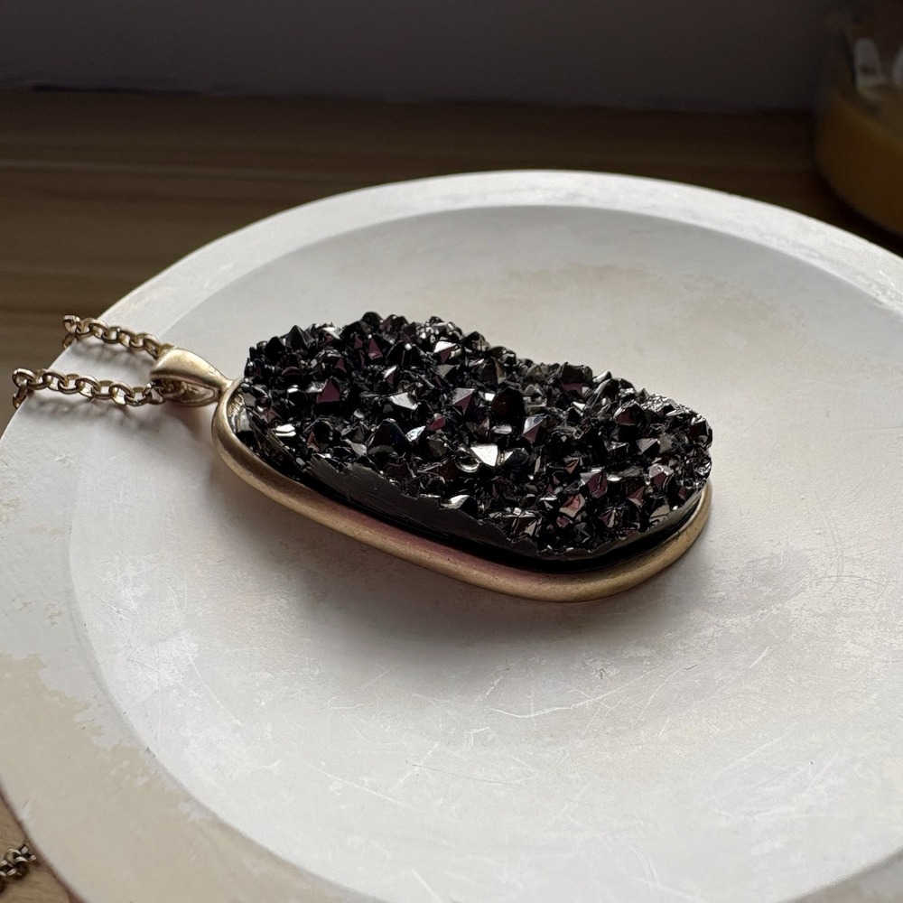 Black Druzy Pendant Necklace